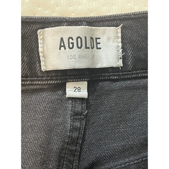 Agolde Riley High Rise Straight Crop Jeans Womens Size 28 Button Fly Black Denim - Picture 4 of 9